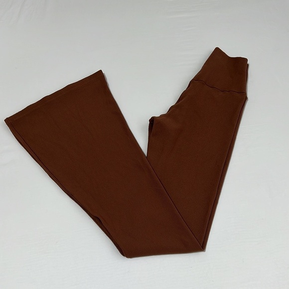 aerie Pants - OFFLINE by Aerie Brown Waffle Knit High-Waisted Flare Leggings